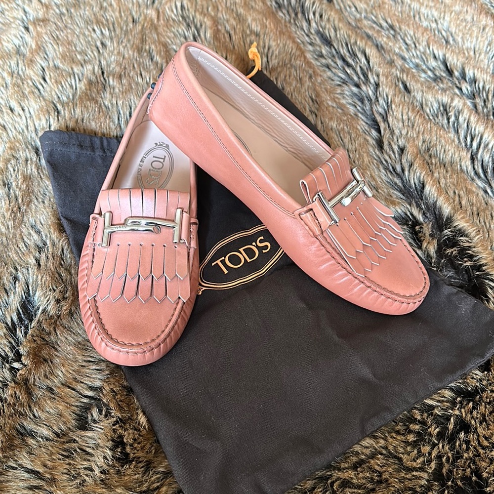 Tod's Pink Leather Loafers